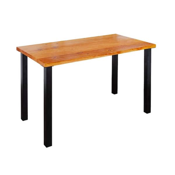 desk wood top black legs