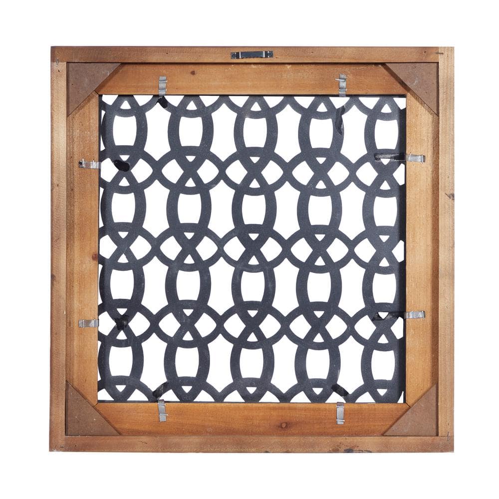 Rustic Farmhouse Iron & Wood Geometric Wall Decor Set, 19" Square