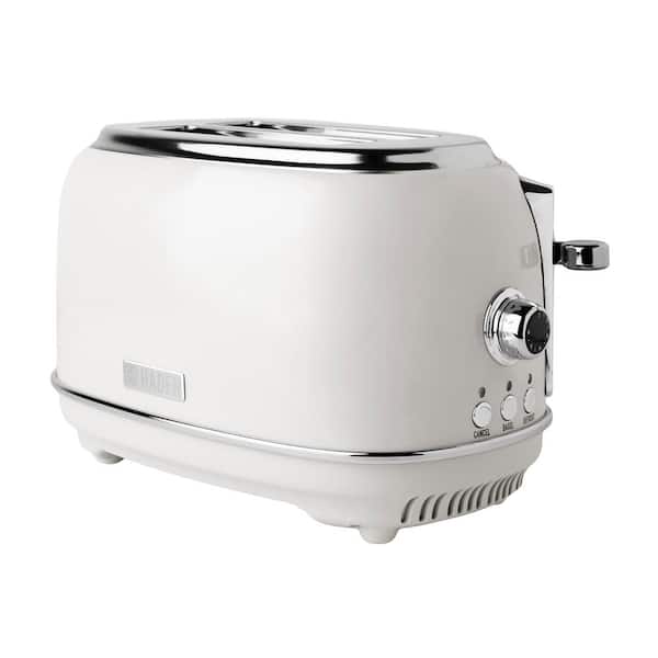 HADEN Heritage 900-Watt 2-Slice Wide Slot Ivory White Retro Toaster with Removable Crumb Tray and Adjustable Settings