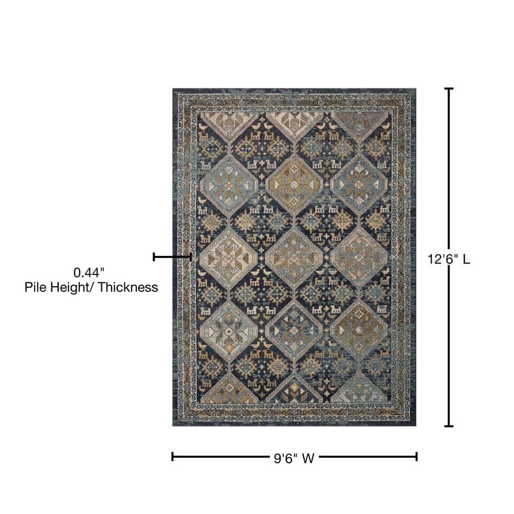 Jocelyn Navy Blue Rectangular Synthetic Area Rug