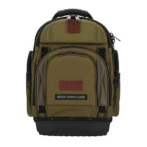 16 in. 32-Pkt Olive Nylon Backpack W Padded Handle;Zippered Top;Shatterproof;Waterproof;Weatherproof;Laptop Compartment