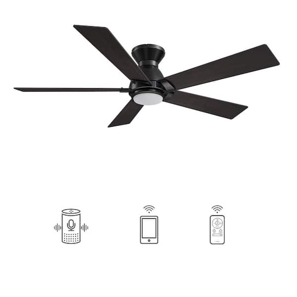 CARRO Aspen 52 in. Dimmable LED Indoor/Outdoor Black Smart Ceiling Fan with Light and Remote, Works with Alexa/Google Home