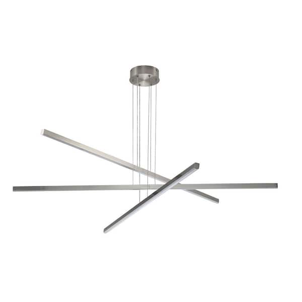 Light Pro 3-Light Geometric Integrated LED Chrome Chandelier Adjustable Hanging for Dining Room or Living Room