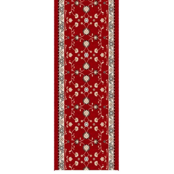 Ascend Non-Slip Rubberback Mahal Red 3 ft. x 7 ft. Indoor Custom Cut Runner Rug