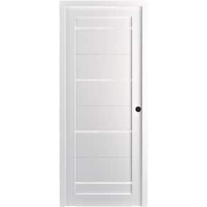 18 in.x80in. Mika Bianco Noble Finished Left-Hand Solid Core Composite 7-Lite Frosted Glass Single Prehung Interior Door