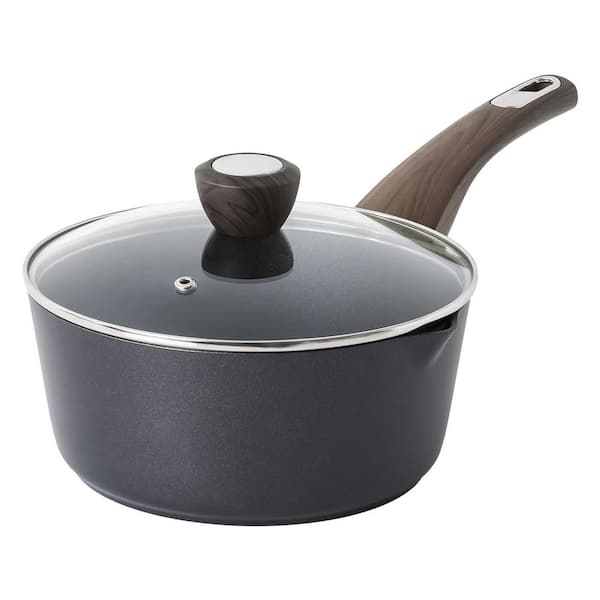 2.5 qt. Die-Cast Aluminum Nonstick Sauce Pan in Black with Lid, Induction Compatible, Healthy Non-Toxic Cookware