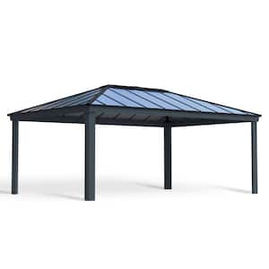 Dallas 14 ft. x 20 ft. Gray/Gray Opaque Outdoor Gazebo with Insulating and Sleek Roof Design