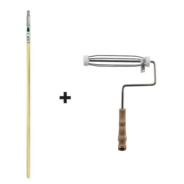 Linzer 4 ft. Wood Extension Pole with Metal Tip plus 9 in. Premium Paint Roller Frame