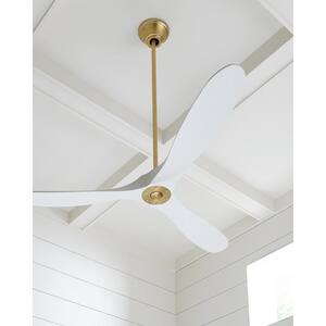Maverick 60 in. Indoor/Outdoor Burnished Brass Ceiling Fan with White Blades, DC Motor and 6-Speed Remote Control