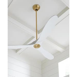 Maverick 60 in. Modern Indoor/Outdoor Burnished Brass Ceiling Fan with White Blades, DC Motor and 6-Speed Remote Control