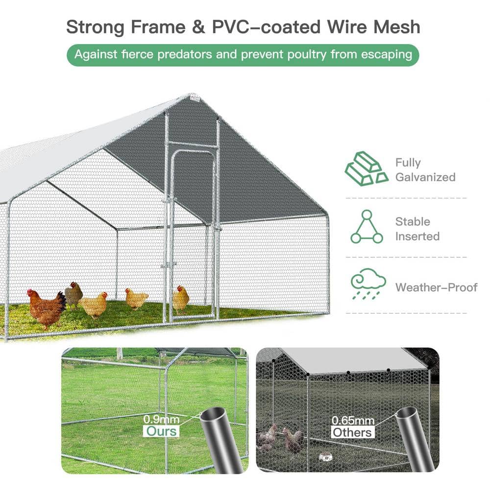 13' x 13' White Galvanized Steel Outdoor Chicken Playpen