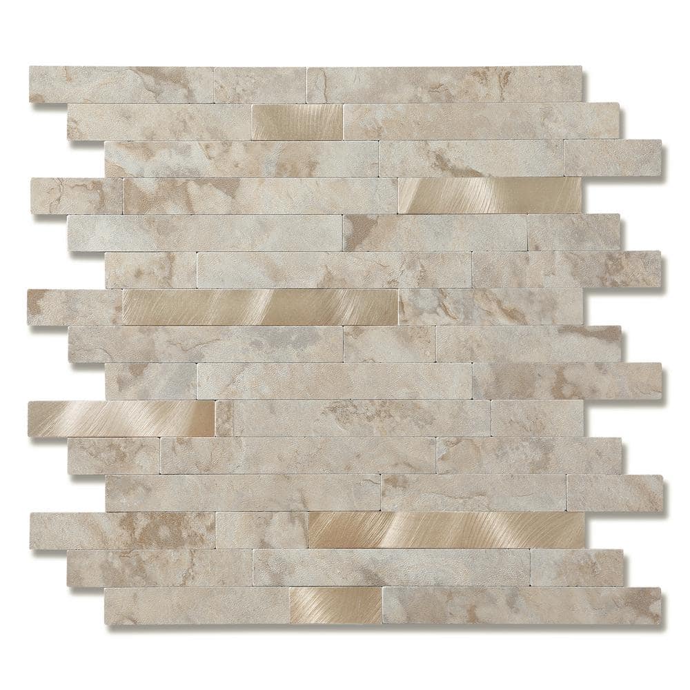 Yipscazo Marble Collection Ecru 12 in. x 12 in. PVC Peel and Stick Tile ...