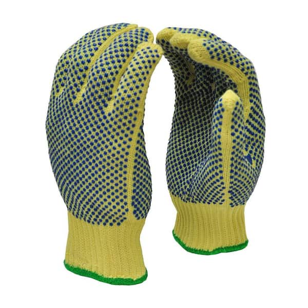 G & F Products Cut Resistant 100% Kevlar Large Gloves with PVC Dots on Both Sides 1-Pair