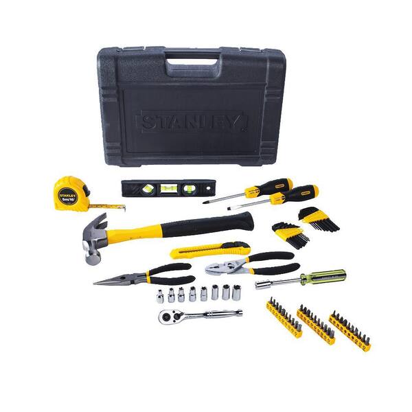 Stanley 65 Piece Tool Kit Homeowners Set Bits Sockets Ratchet Hammer Hex Keys