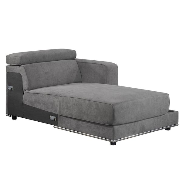 Acme Furniture Alwin 41 in. Straight Arm 1-piece Linen Modular Sectional Sofa in. Dark Gray Fabric