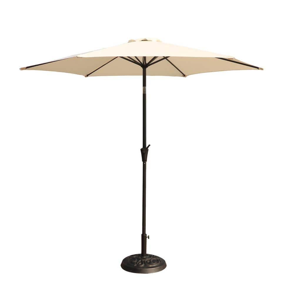 myhomore Beige 8.8 ft. Outdoor Aluminum Patio Market Umbrella with ...