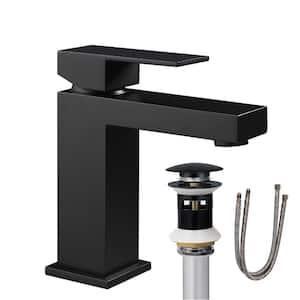 Deck Mounted Mixer Taps Brass Single Handle Bathroom Faucet in Matte Black