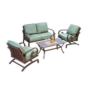 Milano 4-Piece Aluminum Patio Deep Seating Set with Teal Cushions