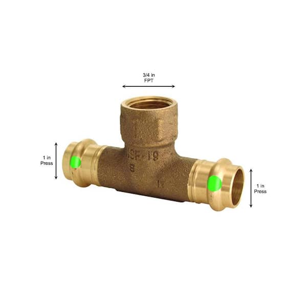 ProPress 1 in. Press x 1 in. Press x 3/4 in. FPT Zero-Lead Bronze Reducing Tee (5-Pack)
