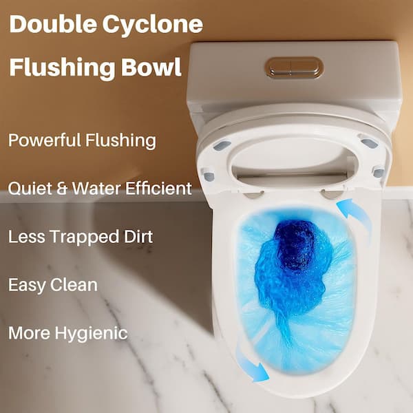 Yingze 12 in. 1-Piece 1.1/1.6 GPF Dual Flush Modern Round Toilet