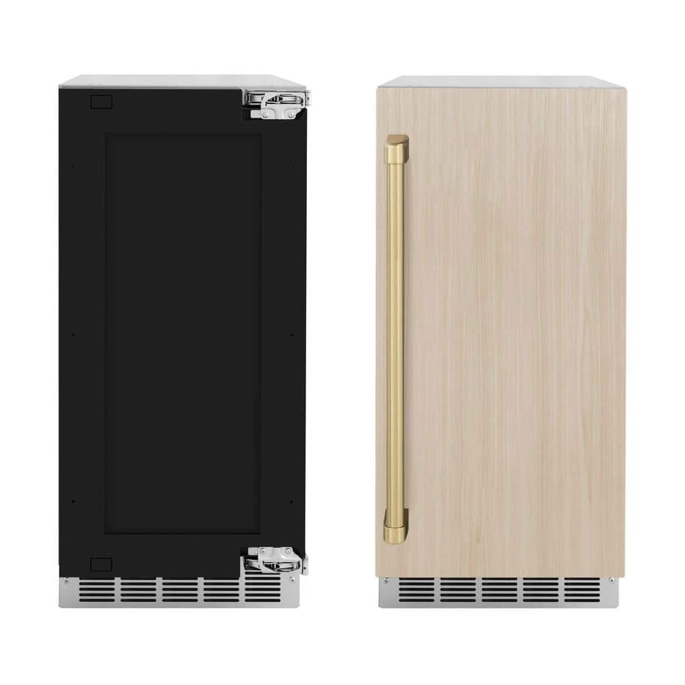 Autograph Touchstone 15 in. 66 lb. Nugget Built-In Gourmet Ice Maker with Panel Ready Door and Champagne Bronze Handle