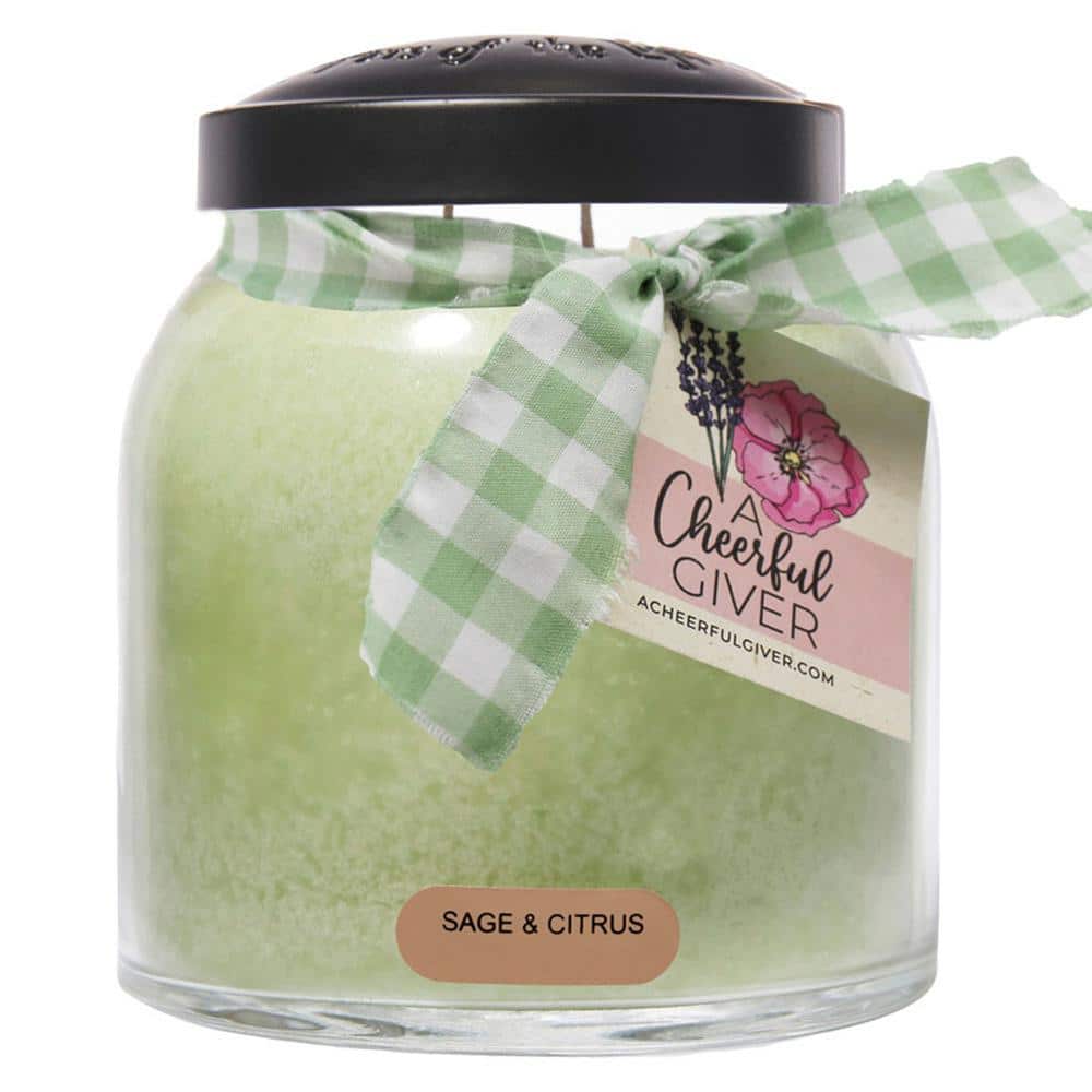 Sage & Citrus 34oz Black Lid Scented Jar Candle