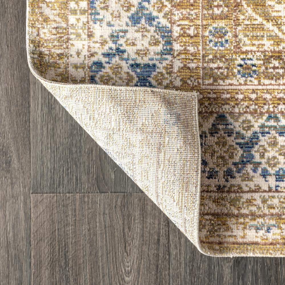 Stirling Blue and Gold 4' x 6' Synthetic Area Rug