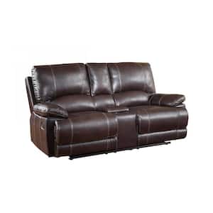 Charlie 76 in. Brown Leather 2-Seat Loveseats