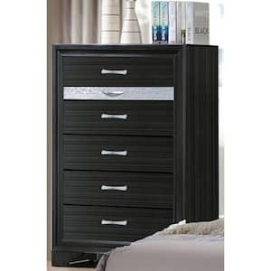 16.54 in. Black and Silver 6-Drawer Wooden Chest of Drawers