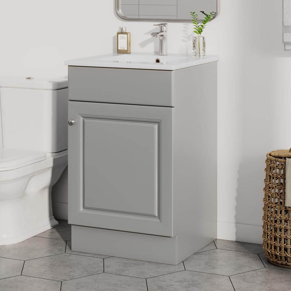 20 in. Freestanding Gray Bath Vanity with White Ceramic Top, Soft-closing Door, Adjustable Shelf price history on PriceWatchPro