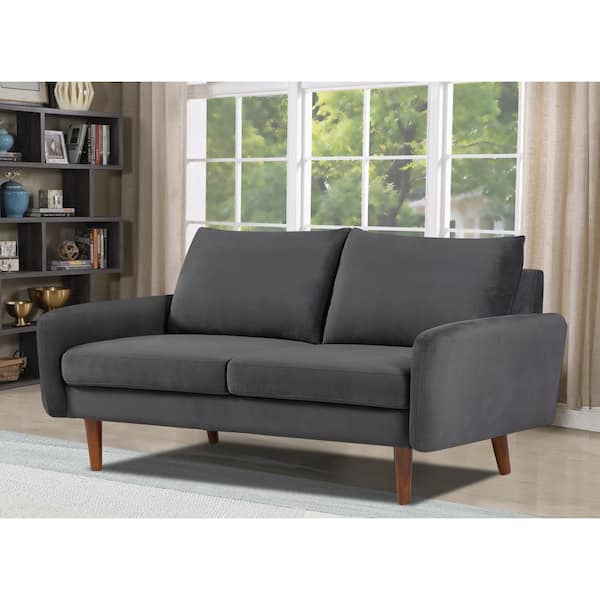 US Pride Furniture Valarie 58 in. Gray Velvet 2-Seat Loveseat with Tapered Legs