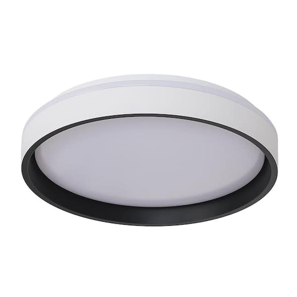 15.3 in. White Shade Adjustable CCT 3000K/4000K/5000K Dimmable Flush Mount Light Fixture