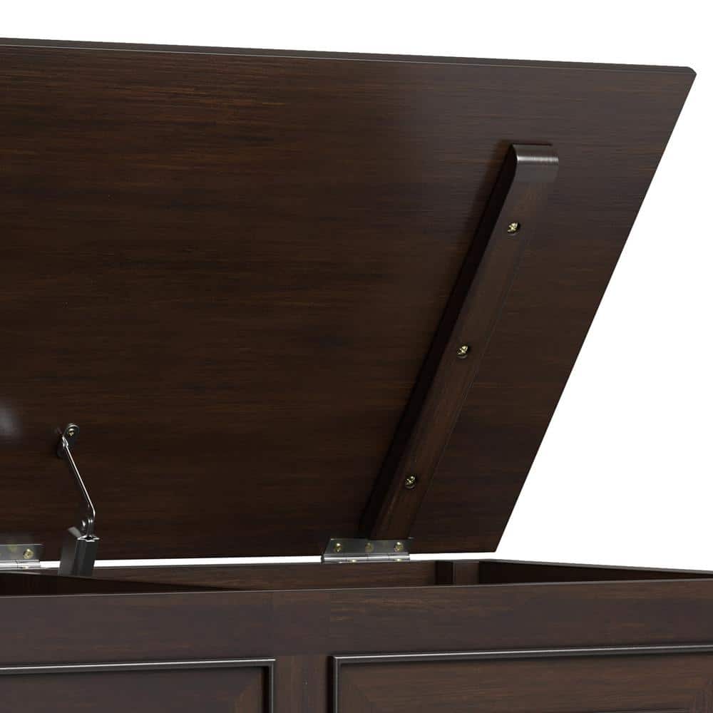 Chestnut Brown Solid Wood Storage Bench Trunk with Safety Hinges