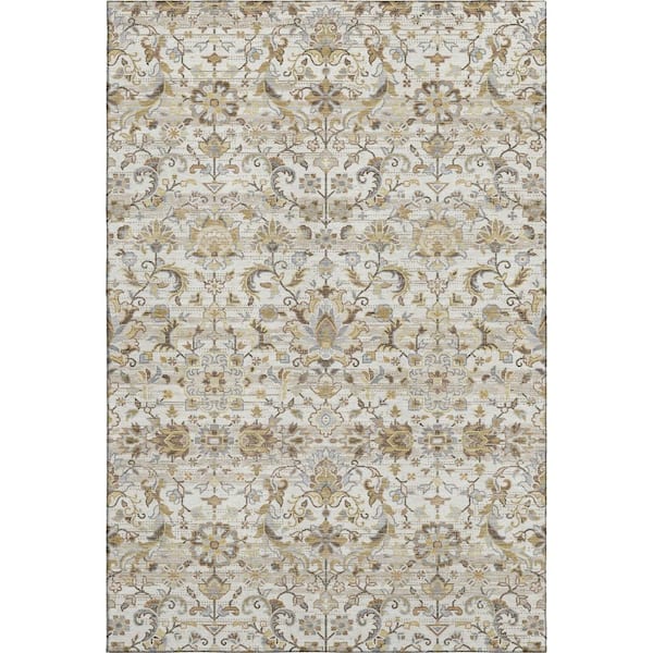 Mayfield Premium Machine Washable Abstract AMF2485 Ivory 9 ft. x 12 ft. Area Rug
