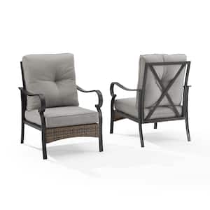Dahlia Matte Black Metal Outdoor Lounge Chair with Taupe Cushions (2-Pack)