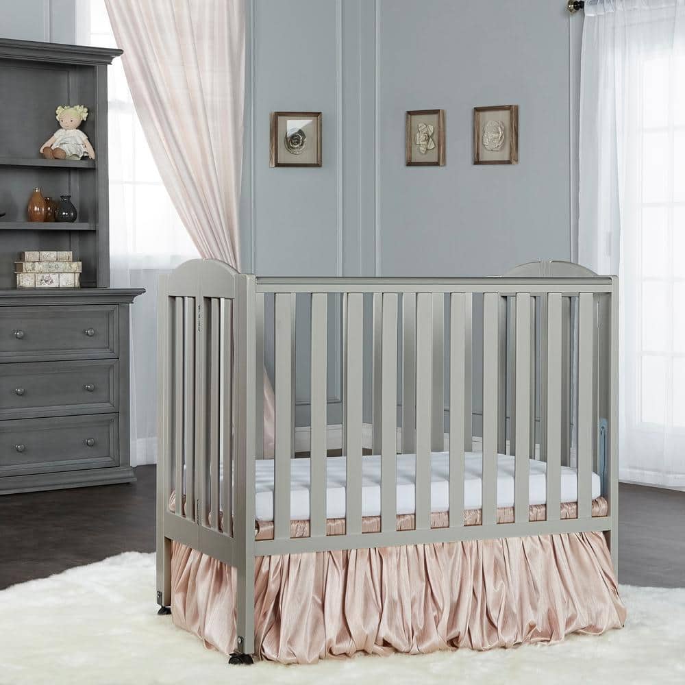 Cool Gray Pine 2-in-1 Folding Portable Mini Crib