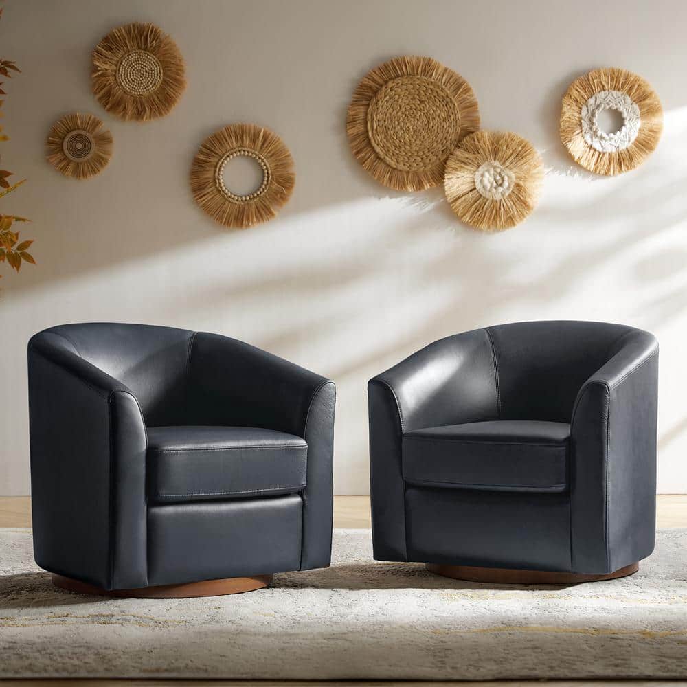 JAYDEN CREATION Teeny Navy Modern Genuine Leather Swivel Barrel