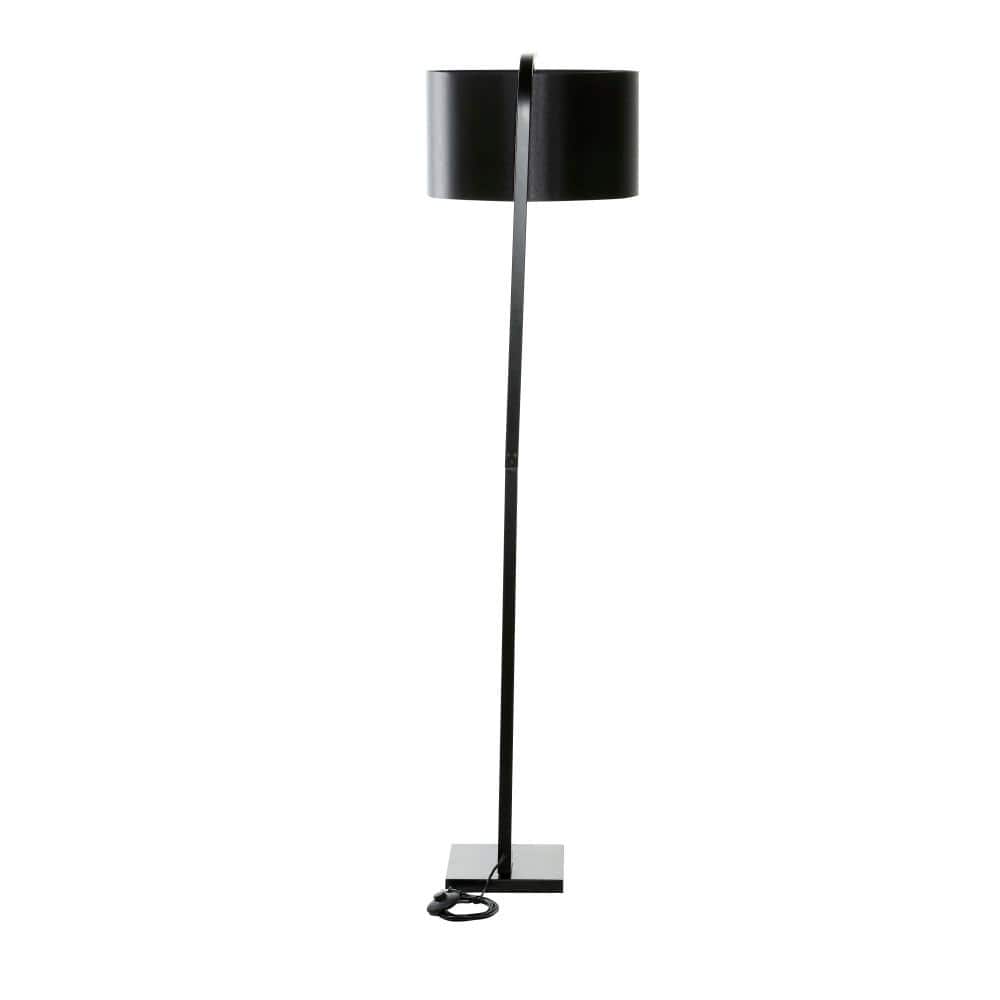 Elegant Matte Black Metal Floor Lamp with Marble Base