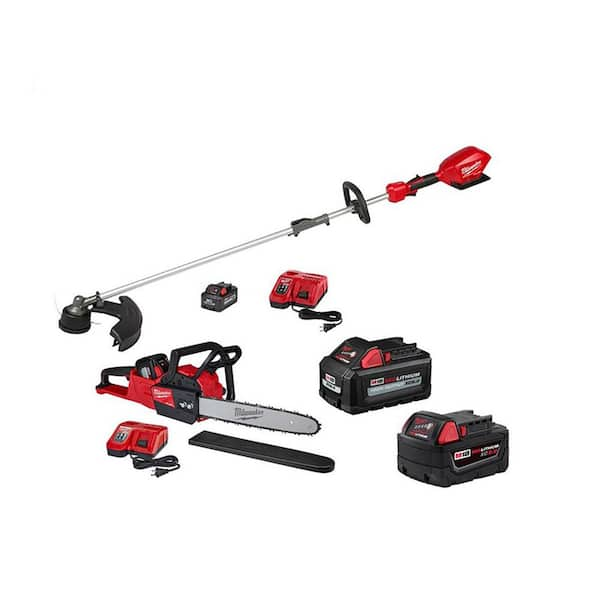 Milwaukee M18 FUEL 18V Lithium-Ion Cordless String Trimmer/Chainsaw Combo w/8.0 Ah, 12 Ah, 5.0 Ah & 6Ah Batteries