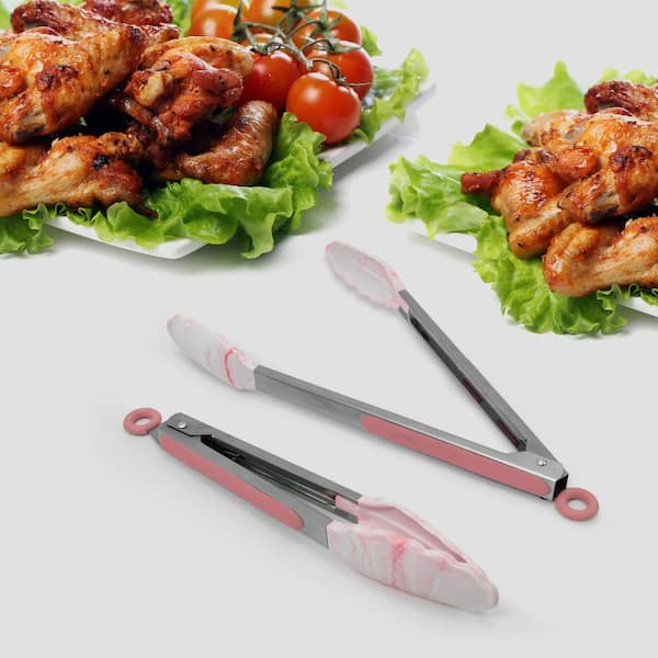 Food Grade Silicone Kitchen Tongs Stainless Steel Handle BBQ Tong Non-Slip  Serving BBQ Tong Salad Bread Baking Cooking Clip 2022