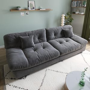 105 in. Square Arm 3-Seater Sofa in Gray