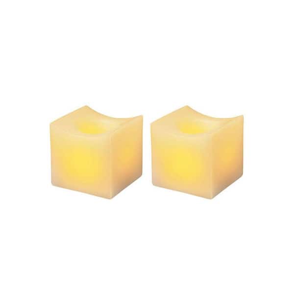 Home Decorators Collection Vanilla Curve Squares Mini Led Candles (2-Pack)