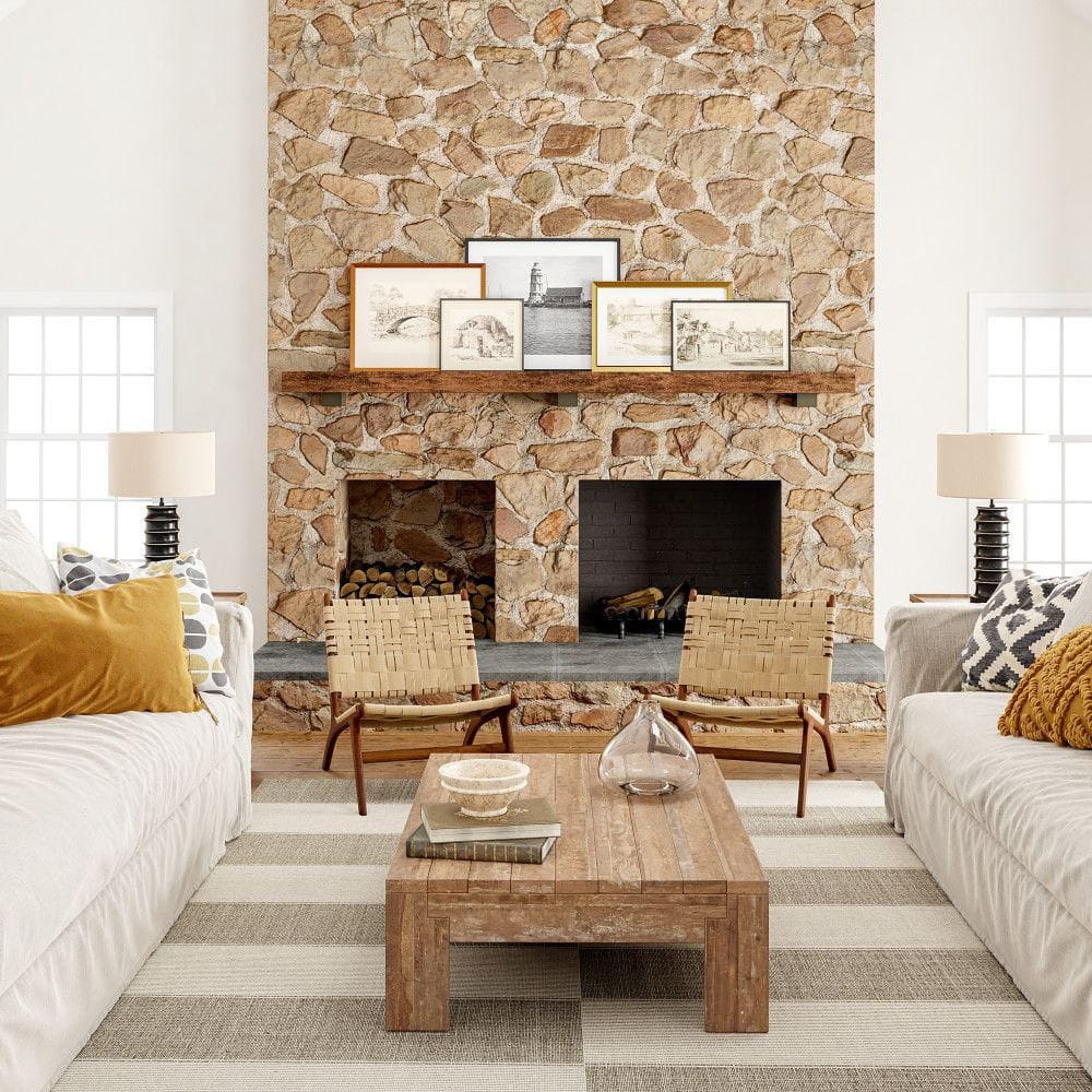 Boxelder Checked Cotton Rectangular Tan Area Rug, 8' x 10'