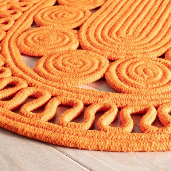 Reef Handwoven Oval Tangerine 3 ft. x 5 ft. Outdoor Oval Rug