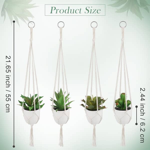 Afoxsos 5.51 in. 4 Pack Artificial Hanging Succulent Plants with Pot Green Indoor Outdoor Decor for Garden Bedroom Office Home