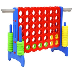 Blue and Red 33 in. L 4-In-A-Row and Basketball Game for Kids