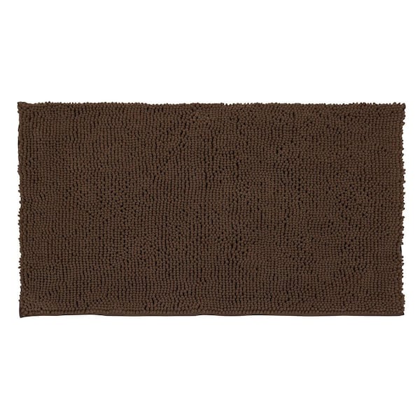 Resort Collection Plush Shag Chenille Mocha 21 in. x 34 in. Bath Rug