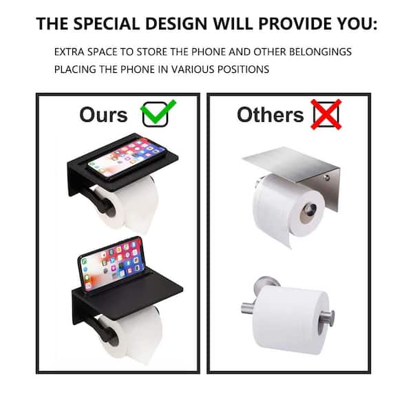 YASINU Self Adhesive Bathroom Toilet Paper Holder Stand no Drilling Premium  Thicken Stainless Steel in Matte Black YNTPH00484MB - The Home Depot