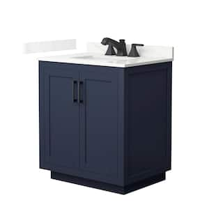 Miranda 30 in. W x 22 in. D x 33.75 in. H Single Bath Vanity in Dark Blue with Giotto Quartz Top