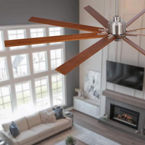 YUHAO Charm 84 in. Indoor Solid Wood Blades Brush Nickel Ceiling